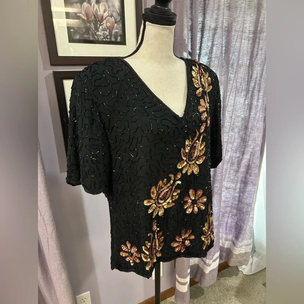 Vintage Sténay Silk Beaded Blouse